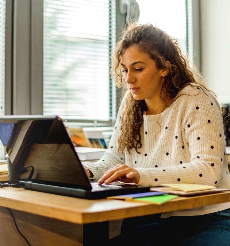 Student working on laptop