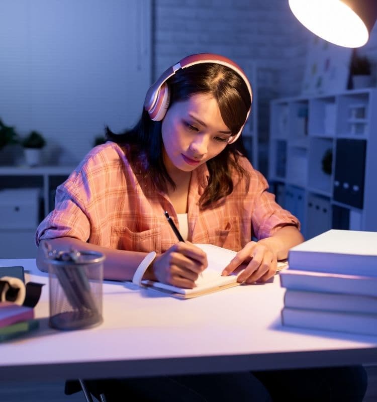 Student studying at desk