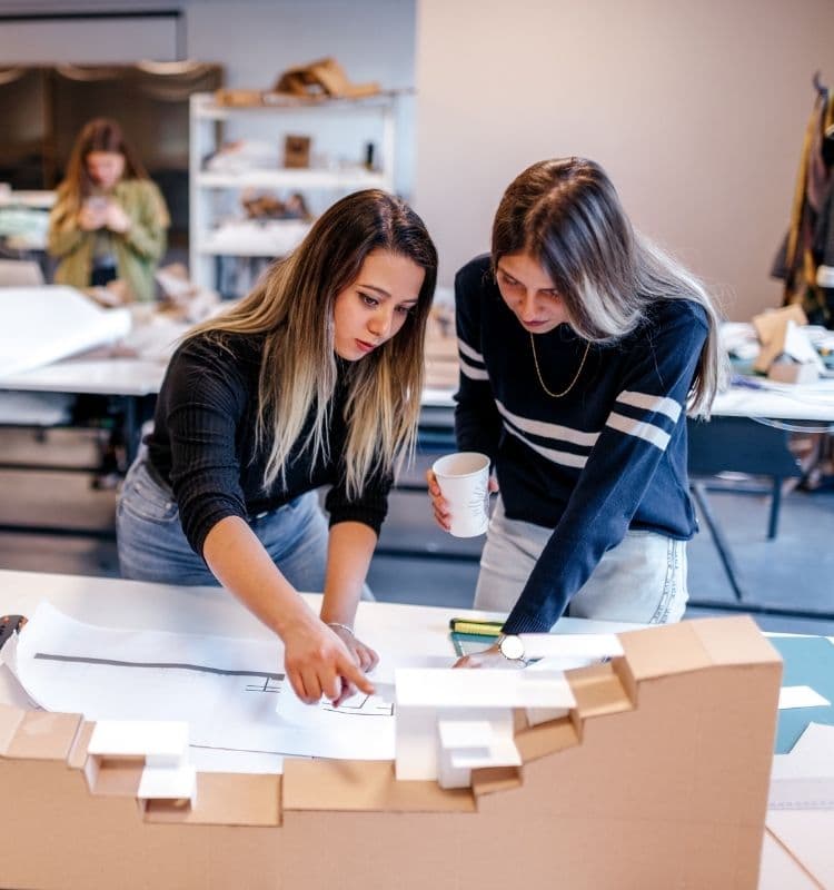 Students collaborating on project